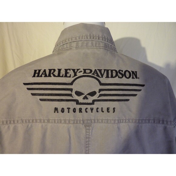 Harley-Davidson Mens Khaki Color Embroidered American Snap Front Shirt Size 2X - Picture 4 of 5